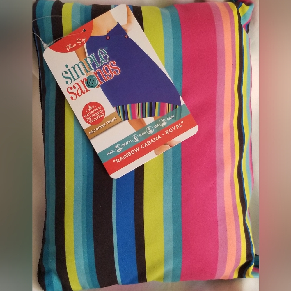 SIMPLE SARONGS MICROFIBER BEACH TOWEL/COVER UP/ALL-IN-ONE WRAP - PLUS SIZE - NEW